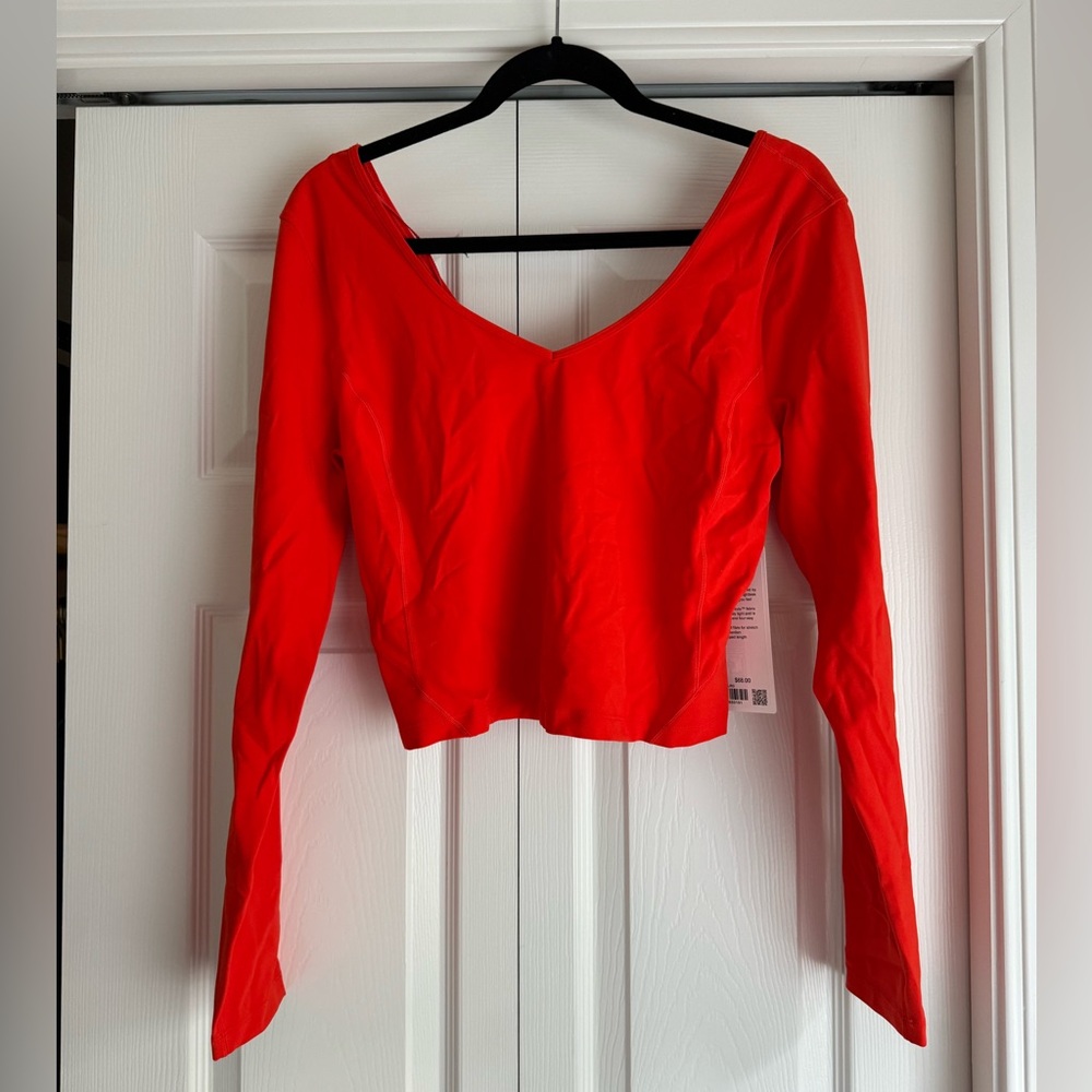 Lululemon Red V-Neck Long Sleeve Top